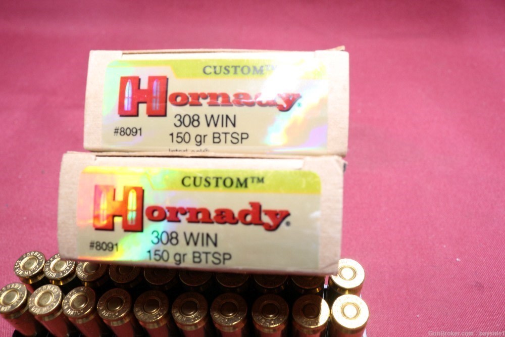 Hornady caliber 308 Winchester CUSTOM 40 rounds of 150 gr BTSP ammo-img-3