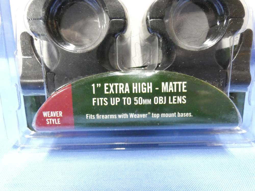 1-Set Weaver Grand Slam 1" Extra High-Matte Black Lever-lok rings #49327-img-2