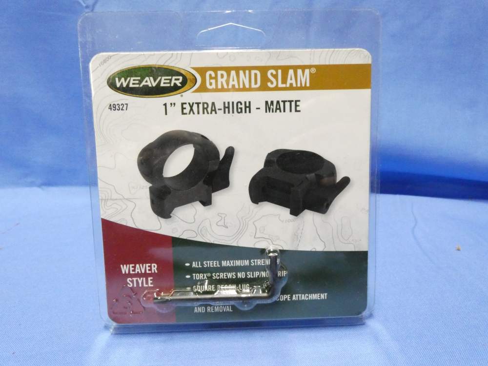 1-Set Weaver Grand Slam 1" Extra High-Matte Black Lever-lok rings #49327-img-0
