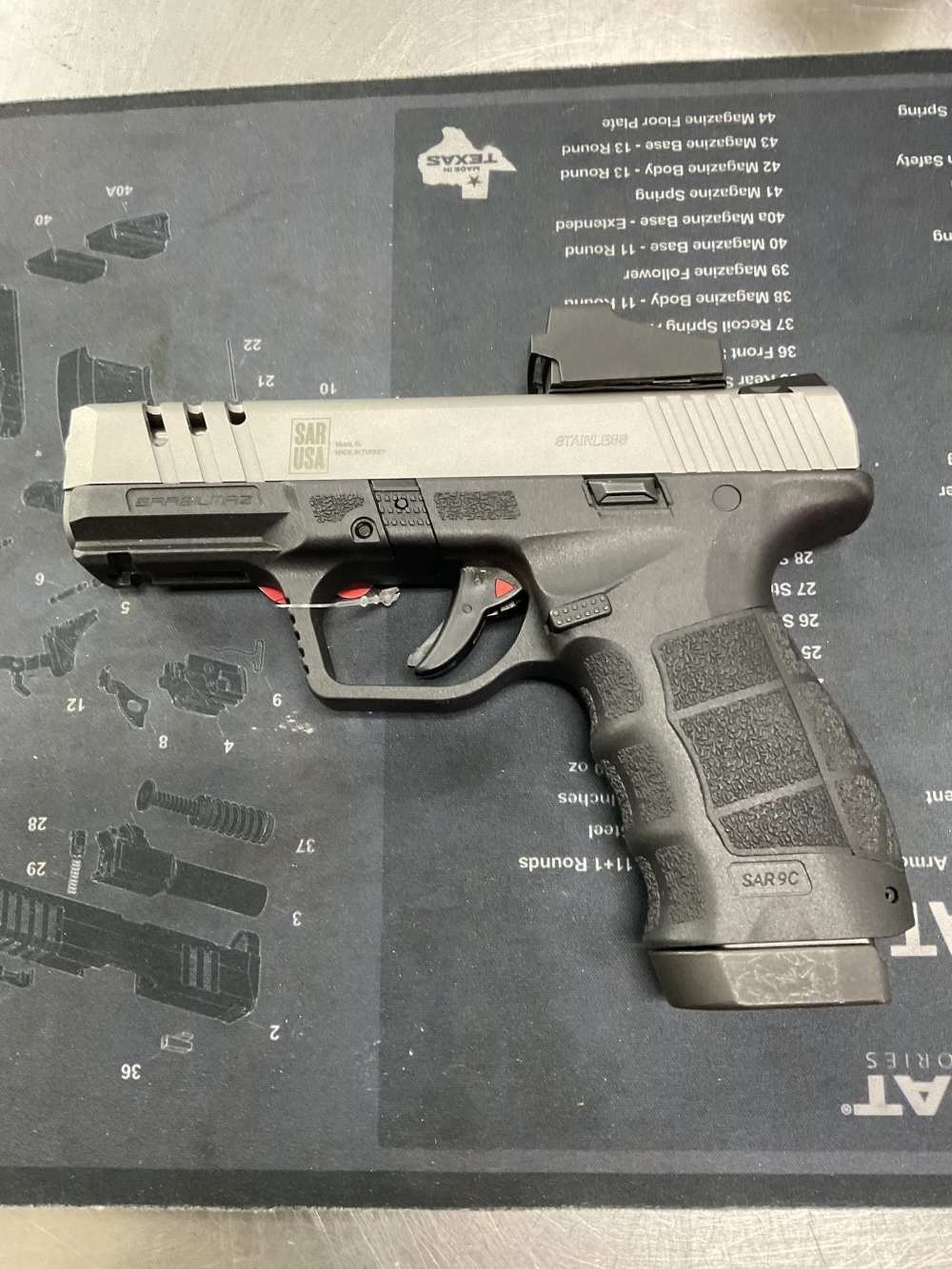 Sarsilmaz SAR9 CX OR W/crimson trace sight 6 moa 9mm 1 magazine -img-2