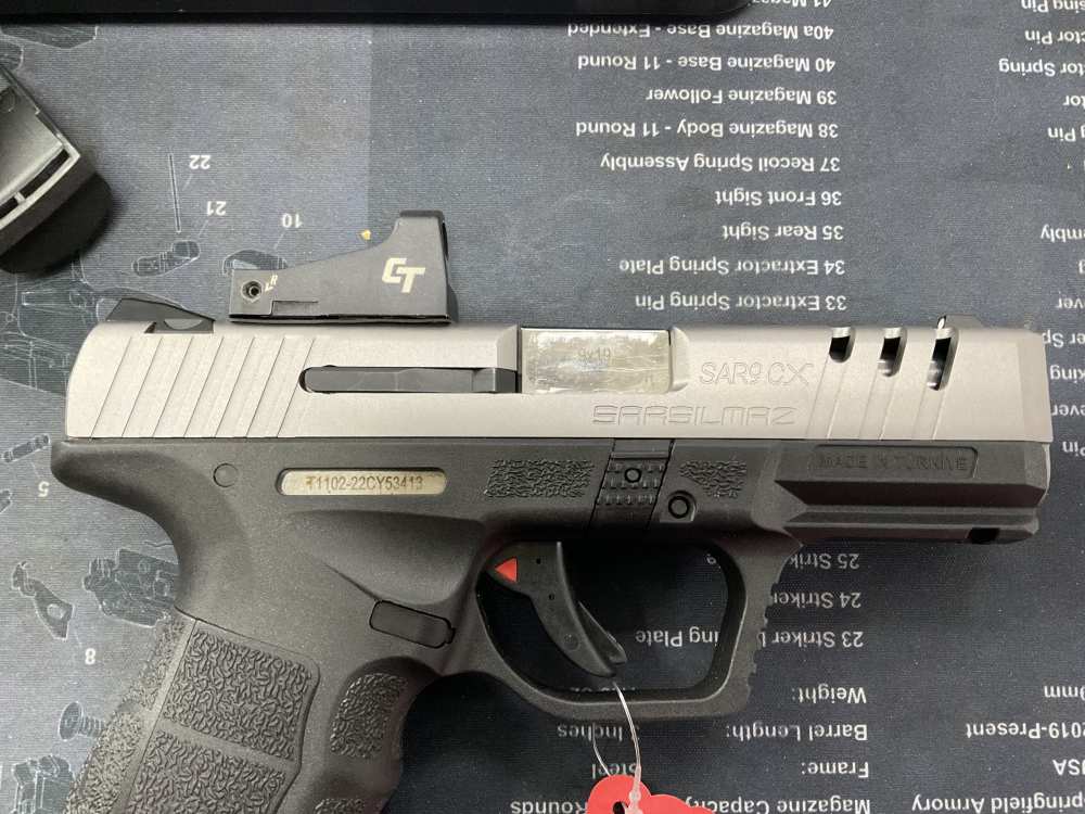Sarsilmaz SAR9 CX OR W/crimson trace sight 6 moa 9mm 1 magazine -img-13
