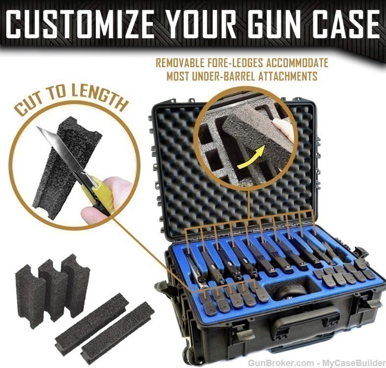 10 Pistol 20 Magazine DORO Wheeled Heavy Duty Case w/ Blue Topguard Foam-img-6
