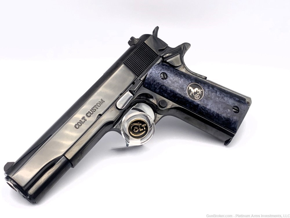 Colt Custom Shop Royal Blue 1911 70 Series Black Pearl Grips W/Medallions-img-7