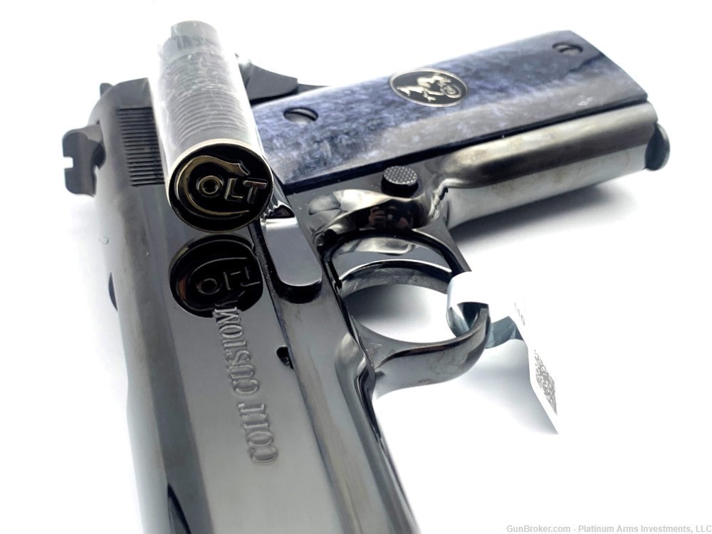 Colt Custom Shop Royal Blue 1911 70 Series Black Pearl Grips W/Medallions-img-3