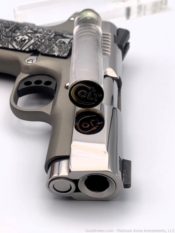 Ultra Rare COLT 1911 Defender 45 ACP 1911 Bright Polished Aztec Knife/Grips-img-3