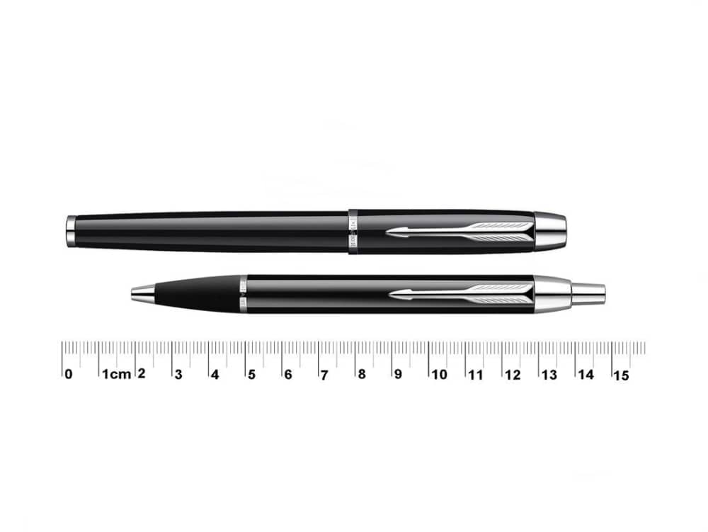 Luxury Black with Chrome Trim IM Ballpoint & Rollerball Pens Set by Parker-img-4