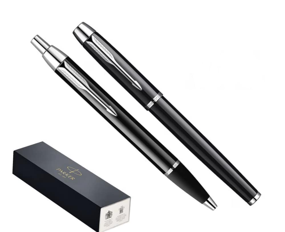 Luxury Black with Chrome Trim IM Ballpoint & Rollerball Pens Set by Parker-img-0