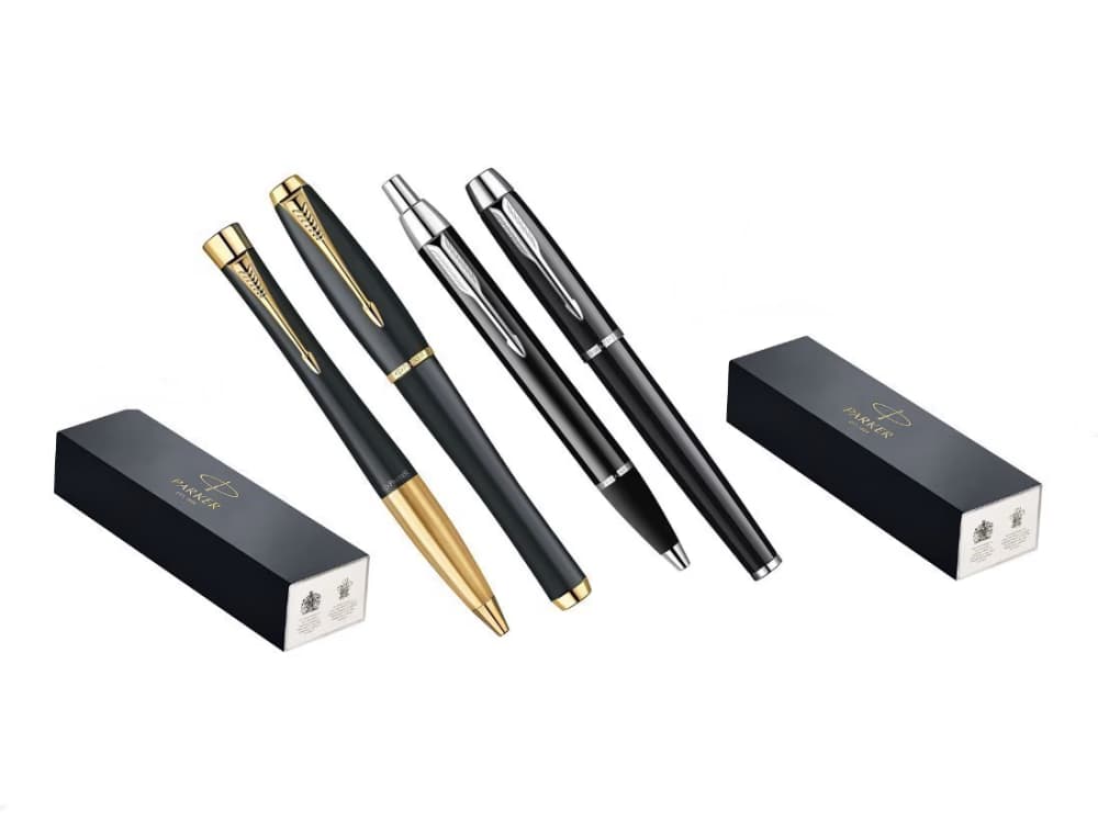 Luxe Set Black with Gold & Chrome Trim Ballpoint Rollerball Pens by Parker-img-0