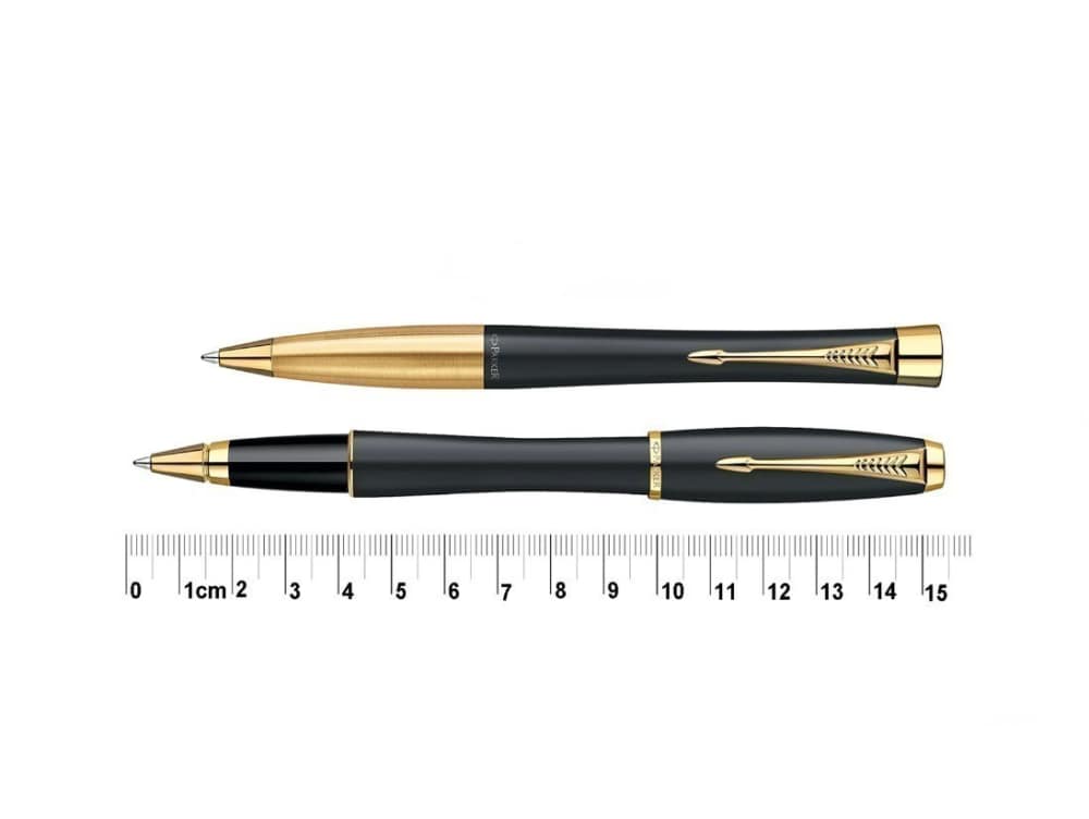 Luxe Set Black with Gold & Chrome Trim Ballpoint Rollerball Pens by Parker-img-6