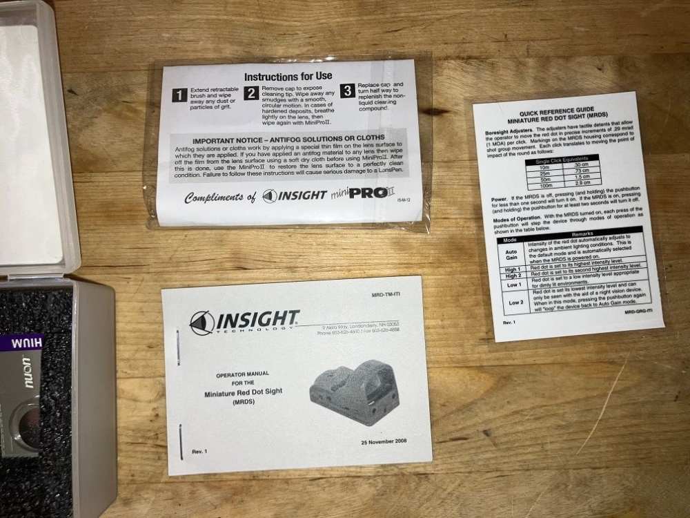 Insight Technology MRDS Mini Red Dot Sight NIB 7.0 MOA and Lens Pen-img-5
