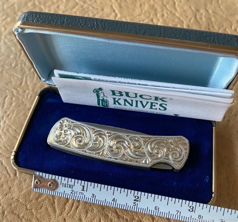 Buck Sterling Fully Engraved Ltd Edition Pocket Knife, New In Case-img-1