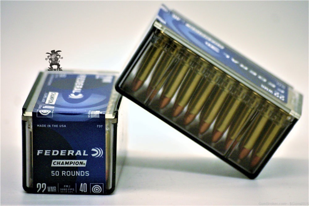 22 WMR Federal Champion 22 Magnum WMR 40 Grain FMJ 100 Rounds-img-2