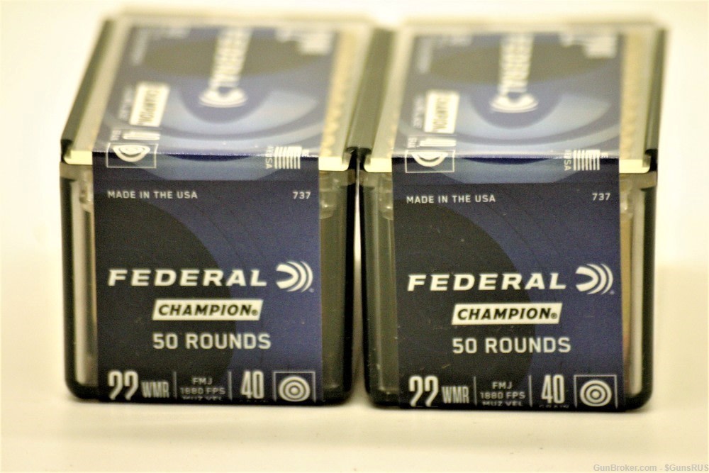 22 WMR Federal Champion 22 Magnum WMR 40 Grain FMJ 100 Rounds-img-1