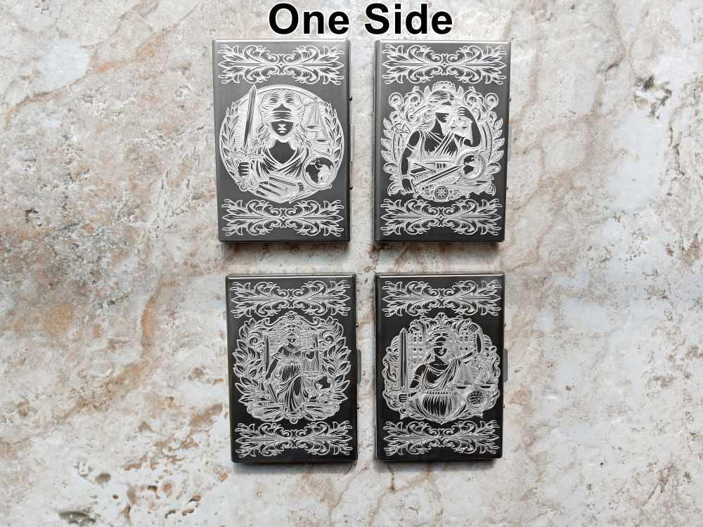 Card Holder Wallet RFID Lady Justice Gift Stainless Steel Case Floral-img-4