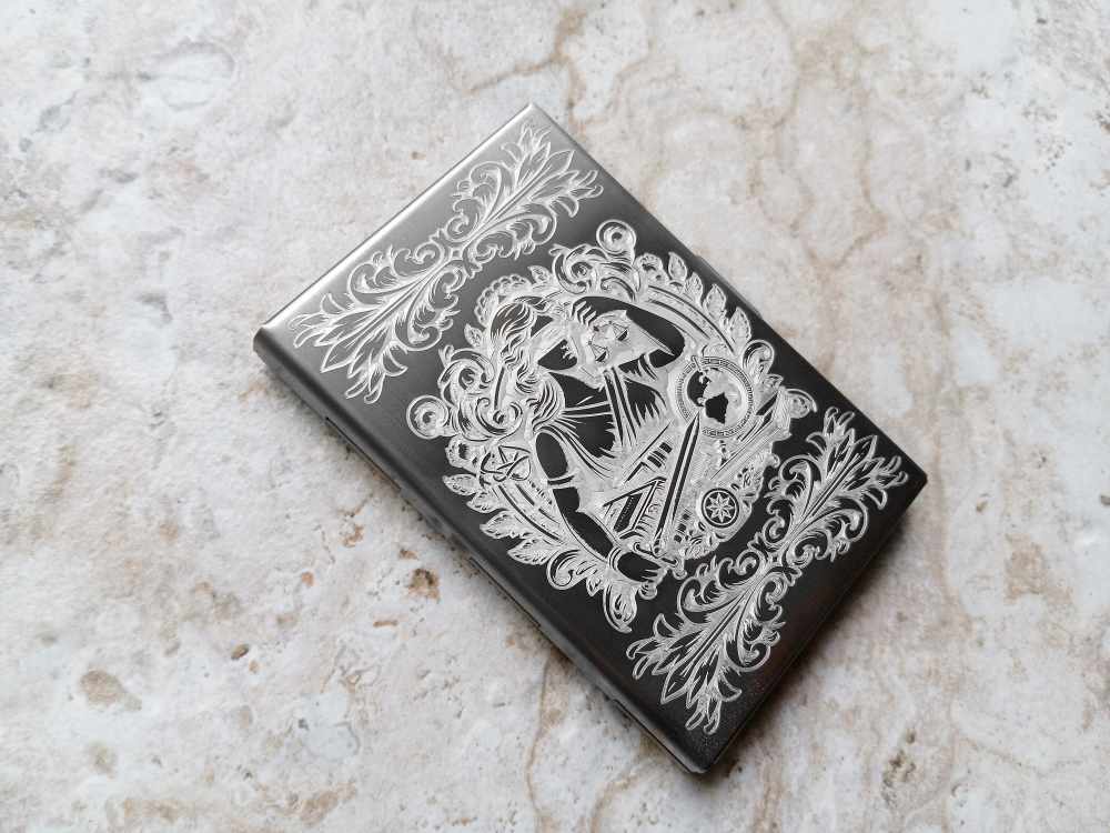 Card Holder Wallet RFID Lady Justice Gift Stainless Steel Case Floral-img-6
