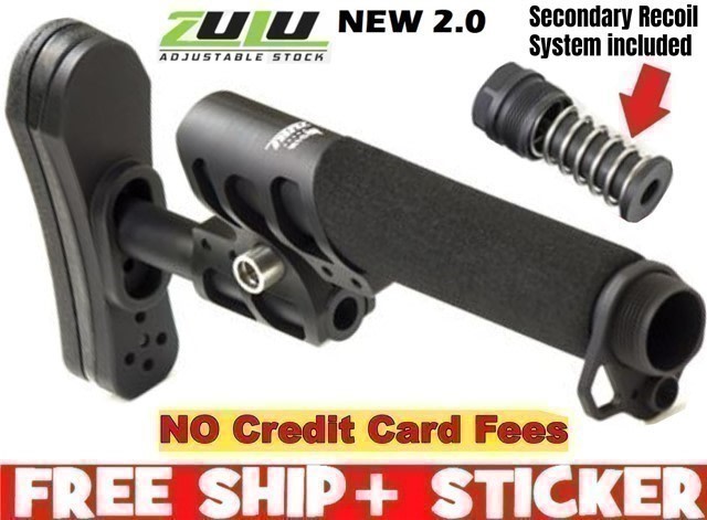 Odin Works ZULU BLACK 2.0 Adjustable Stock System + 2nd Recoil Buffer AR15 -img-0