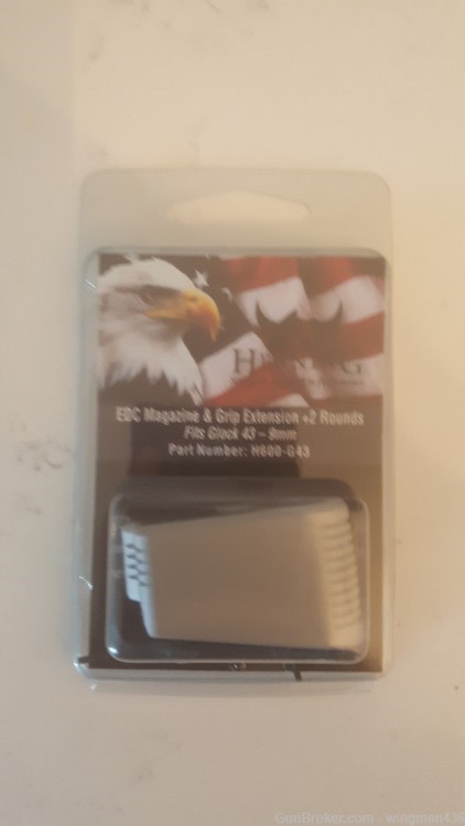 Henning Group EDC Magazine/Grip Extension +2 Rounds for Glock 43-9mm-img-0