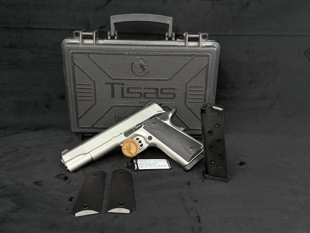 New! Tisas 1911 Duty SS45 5" Barrel .45ACP Semi Automatic 7+1 Cap. 2 Mags-img-0