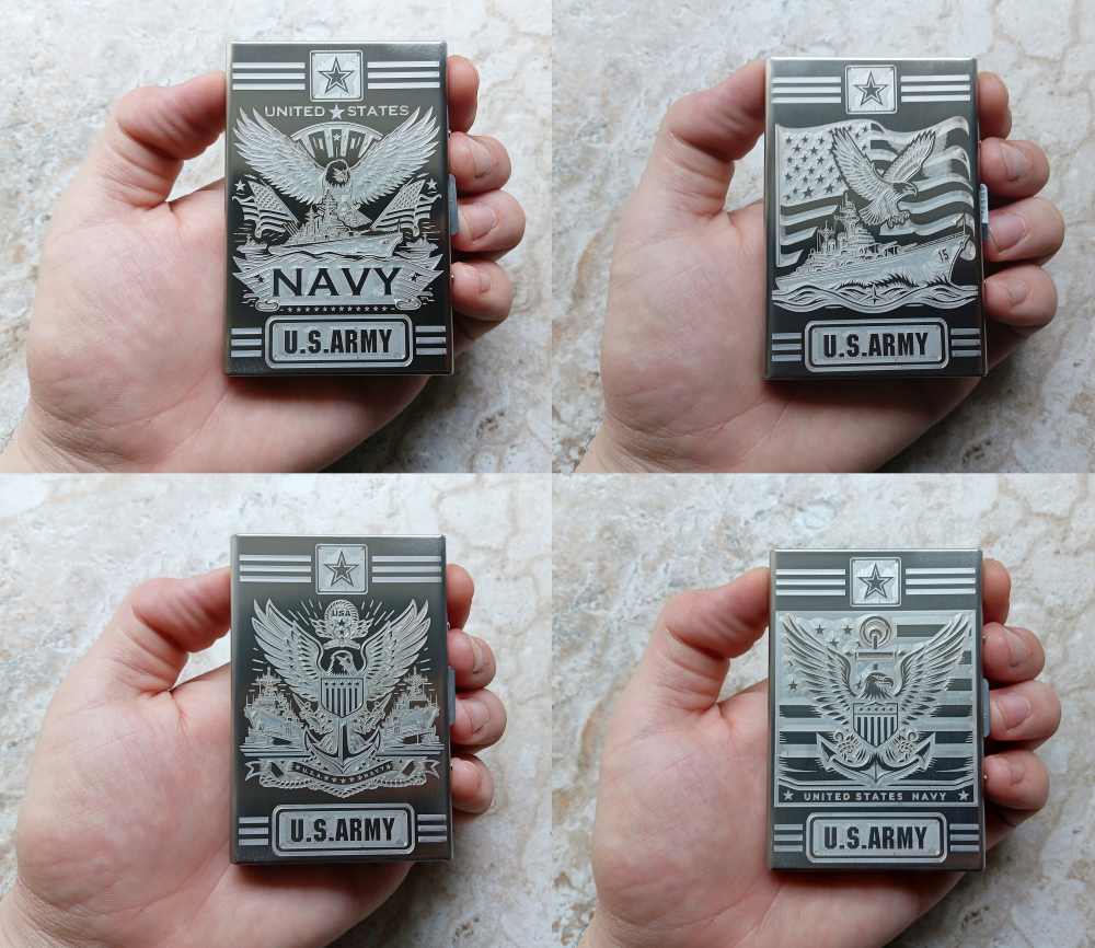 US Navy Army Gift St Steel Case Card Holder Wallet RFID Floral Monogram All-img-0