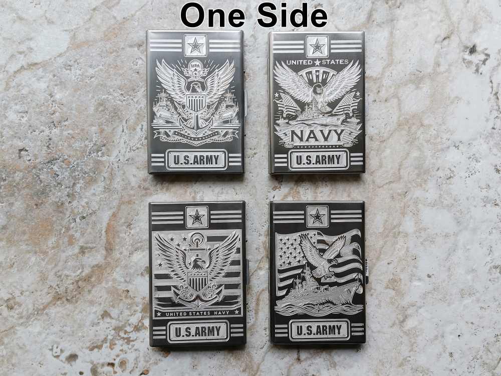 US Navy Army Gift St Steel Case Card Holder Wallet RFID Floral Monogram All-img-4