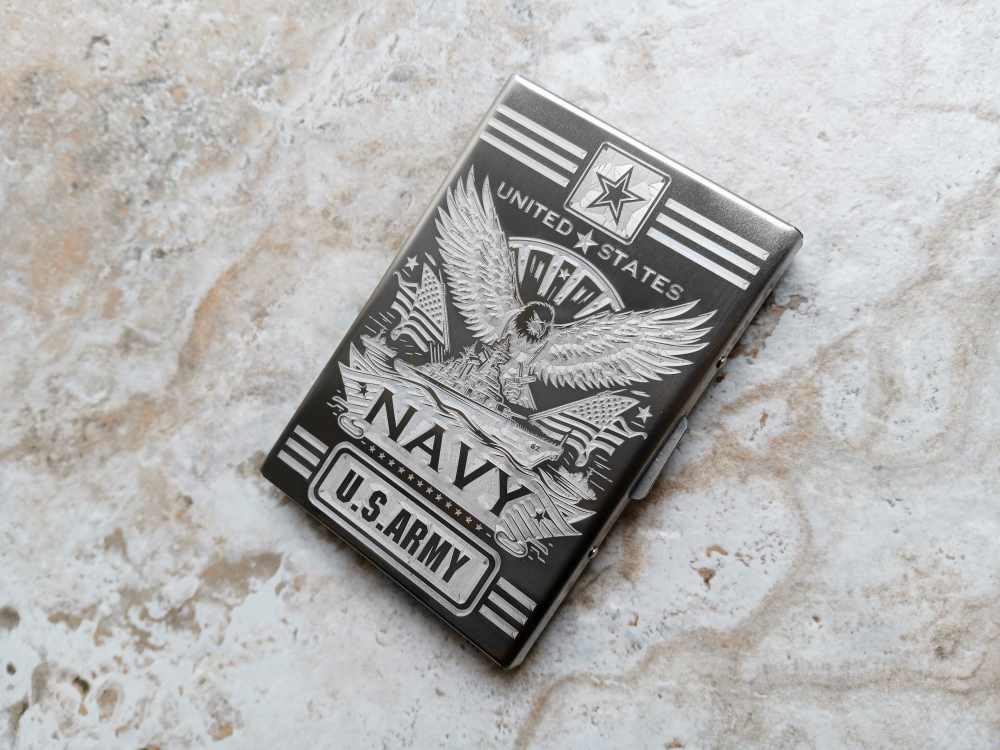 US Navy Army Gift St Steel Case Card Holder Wallet RFID Floral Monogram All-img-6