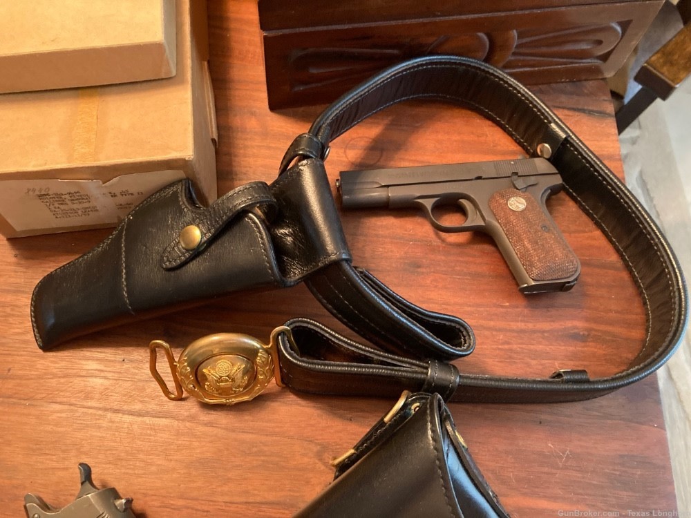 Colt M1903 32 WW2 General Holster Belt Rig and WW1 Colt M1911 45 Provenance-img-2
