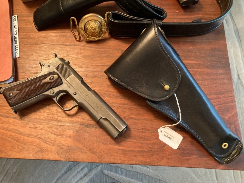 Colt M1903 32 WW2 General Holster Belt Rig and WW1 Colt M1911 45 Provenance-img-1