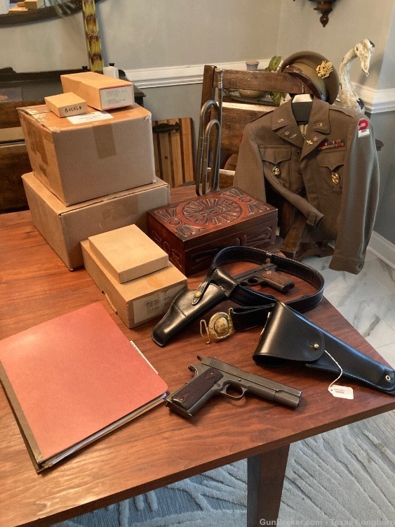 Colt M1903 32 WW2 General Holster Belt Rig and WW1 Colt M1911 45 Provenance-img-0