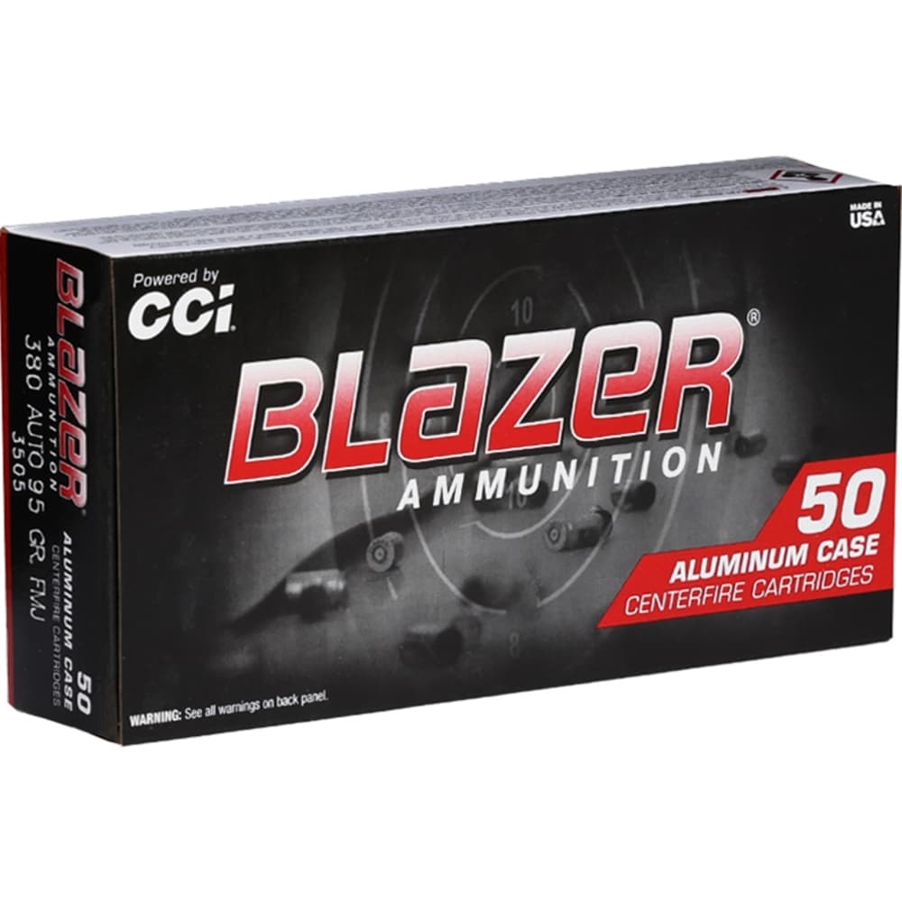 50 Rounds CCI Blazer .380 Auto Ammo FMJ 380 95 Grain -img-0