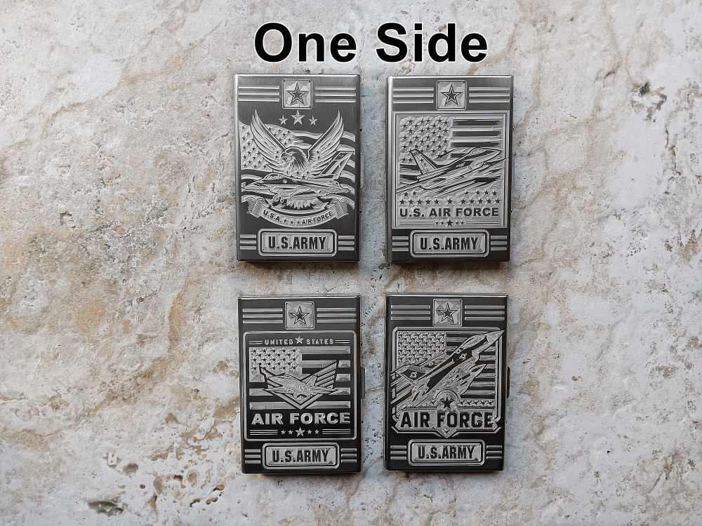 US Air Force Army Card Holder Wallet RFID Stainless Steel Case Floral-img-4