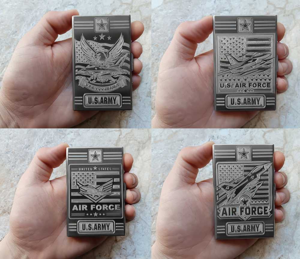US Air Force Army Card Holder Wallet RFID Stainless Steel Case Floral-img-0