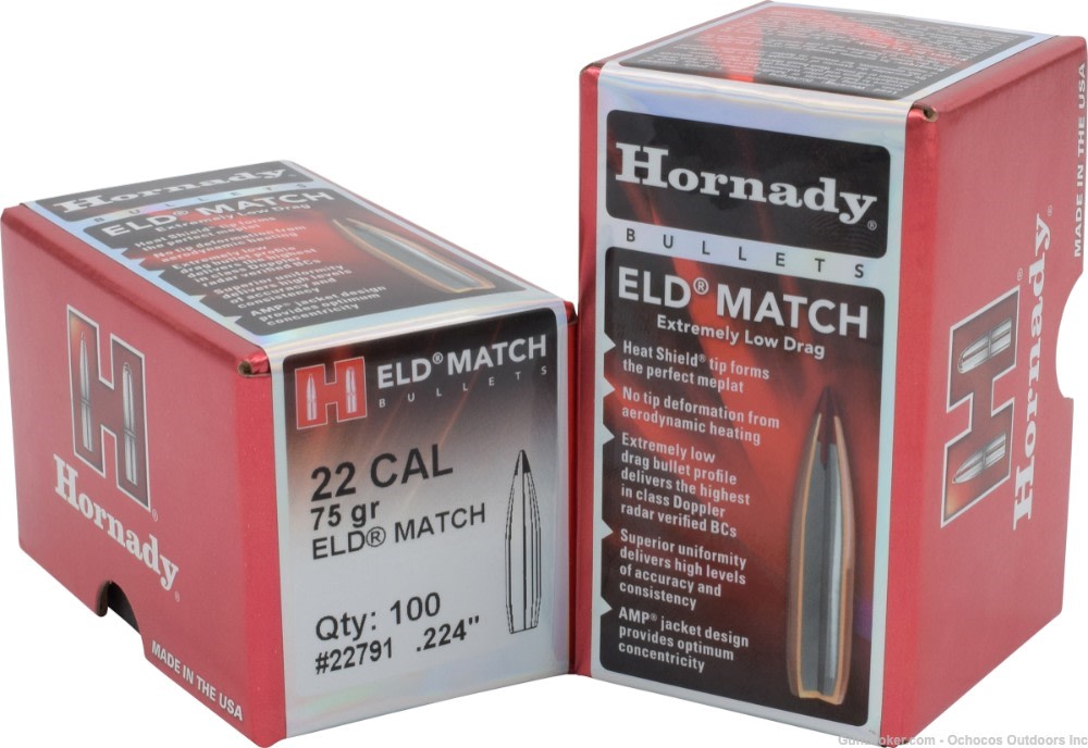 Hornady™ ELD Match 22 Cal .224 75 GR - 100 Per Box - H22791-img-0