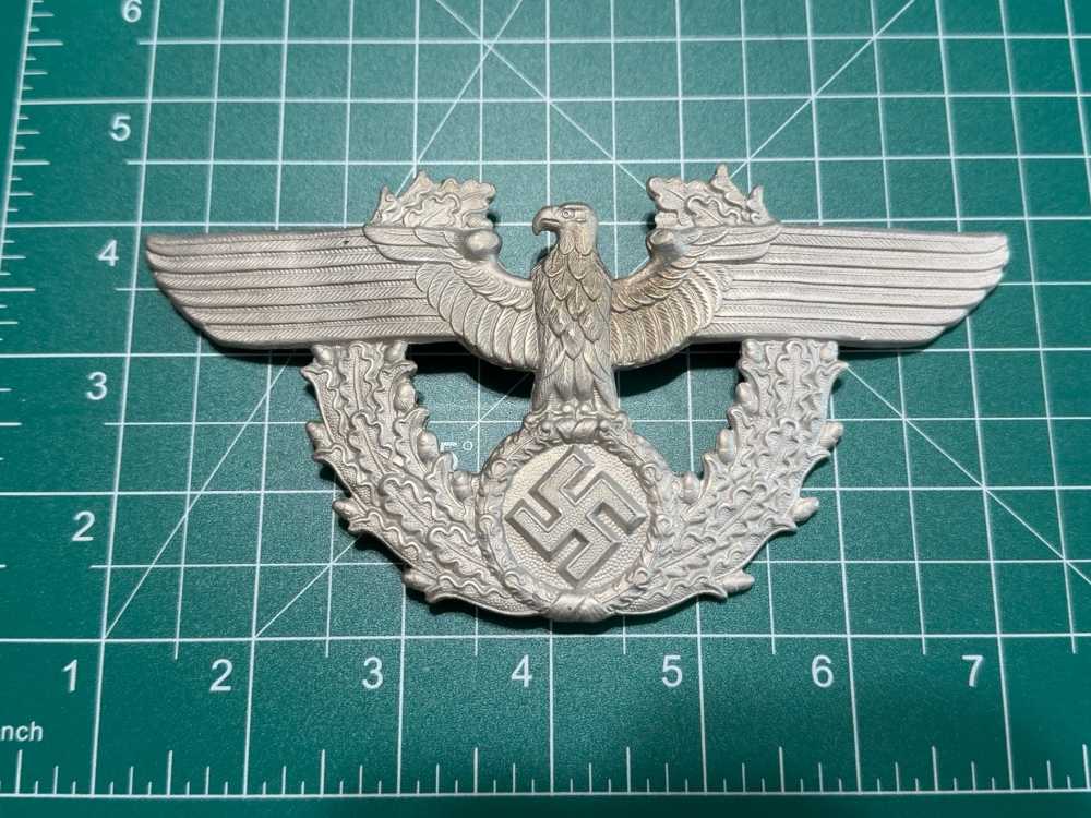 Original WWII German Police Shako Eagle Insignia Polizei Tschako Adler-img-0