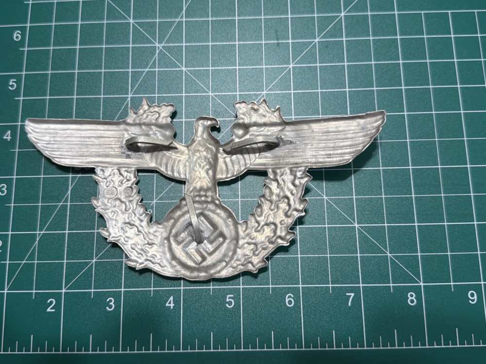 Original WWII German Police Shako Eagle Insignia Polizei Tschako Adler-img-1