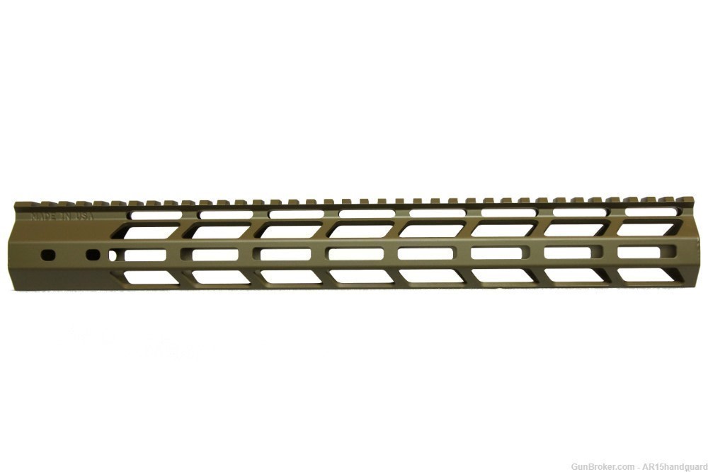 AR15 15" Slim MLOK Handguard Free Float Cerakote FDE (MADE IN USA)-img-0