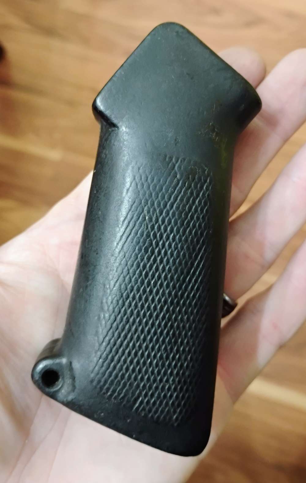 A1 Style AR-15 Black Grip Less Hardware - Worn Checkered-img-2