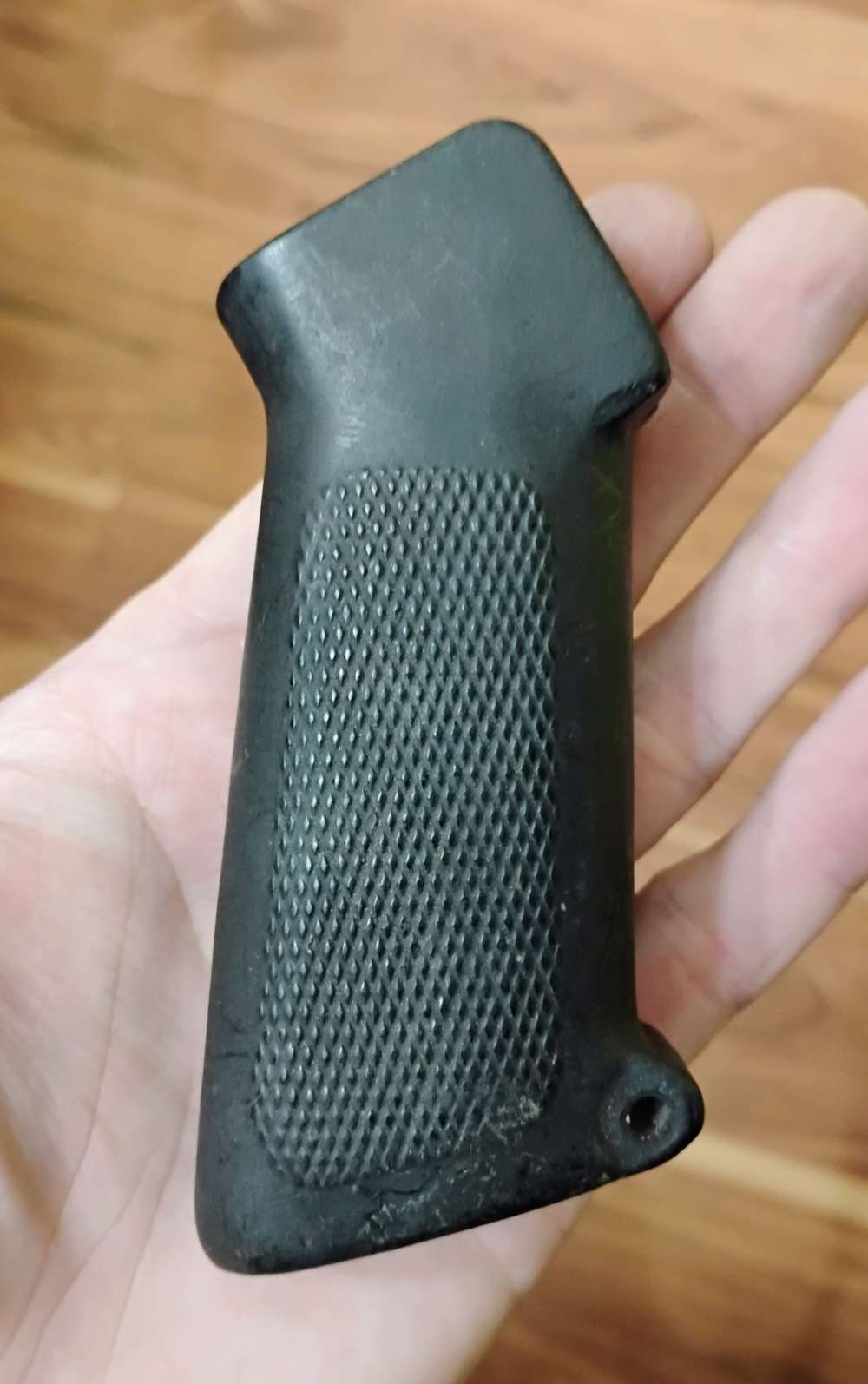 A1 Style AR-15 Black Grip Less Hardware - Worn Checkered-img-0