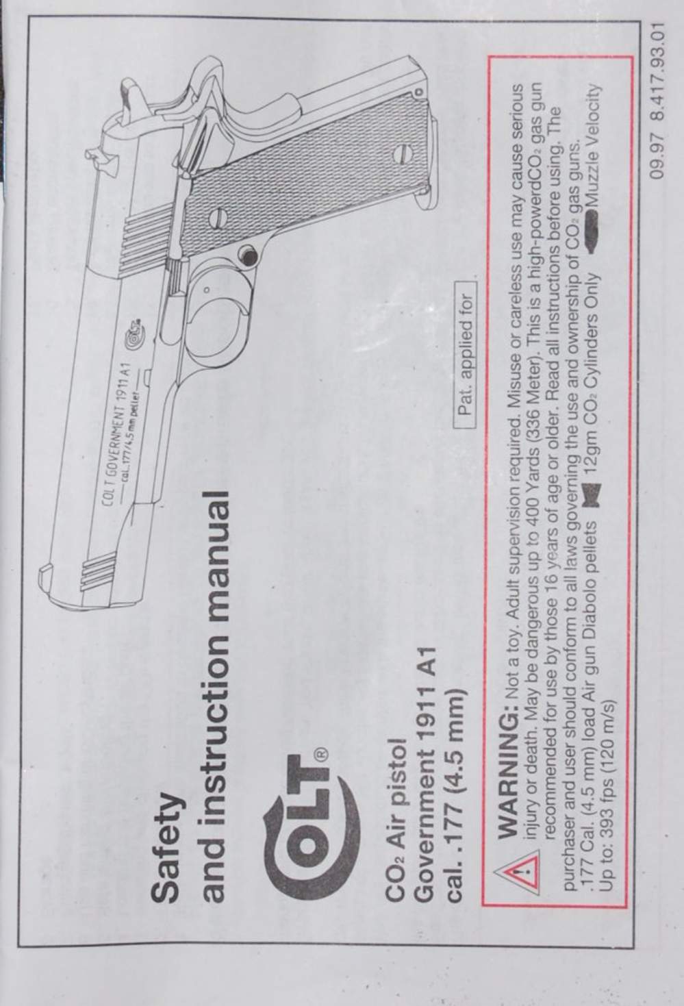 Colt Government Model 1911 A1 Repeating Air Pistol .177 Caliber w/ Box-img-13
