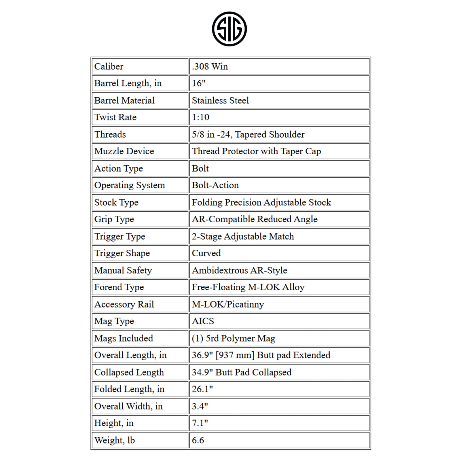 SIG SAUER Cross .308 Win 16in 5rd Bronze Bolt-Action Rifle (308-16B-BRZ)-img-1