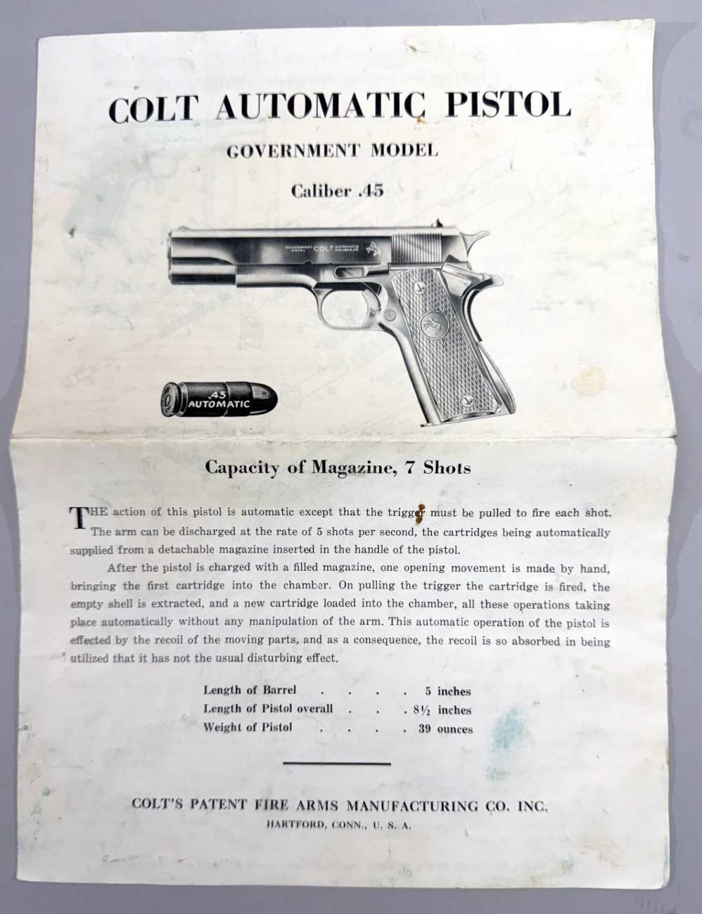 Colt Government Model .45 ACP (1957) – Colt Archive Letter – Original Box -img-26