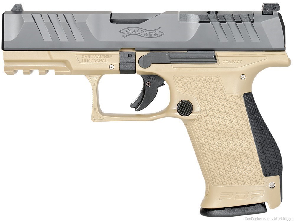 Walther 2858444 PDP Compact Optic Ready 9mm 4" 15+1 Black Slide Tan Frame  -img-2