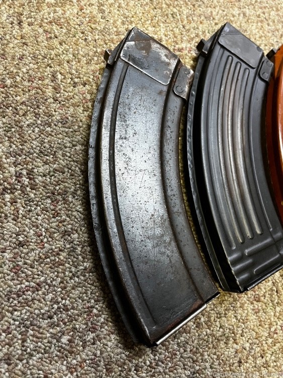 Lot of 3 Russian 7.62x39 30rd mags slab side back stamp Bakelite + pouch AK-img-3