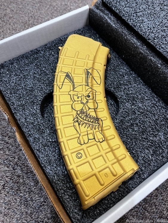 Rare 1 of 50 made Easter 2023 Gold Battle bunny arsenal waffle mag 7.62x39 -img-4
