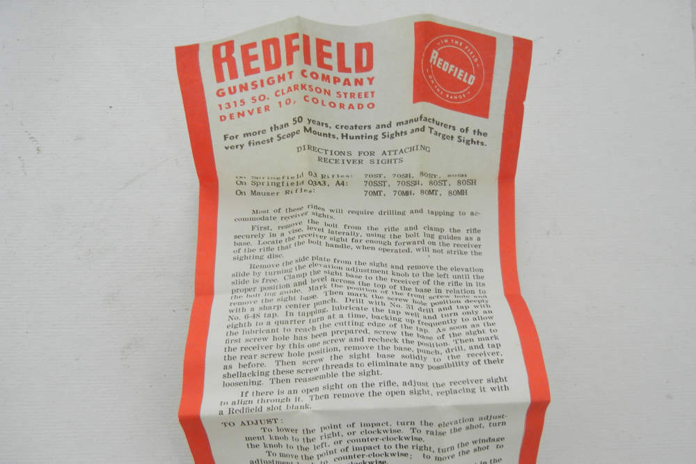 Redfield No.80 SH Receiver Sight for SPGFLD. 1903-A3 and Newton-img-3