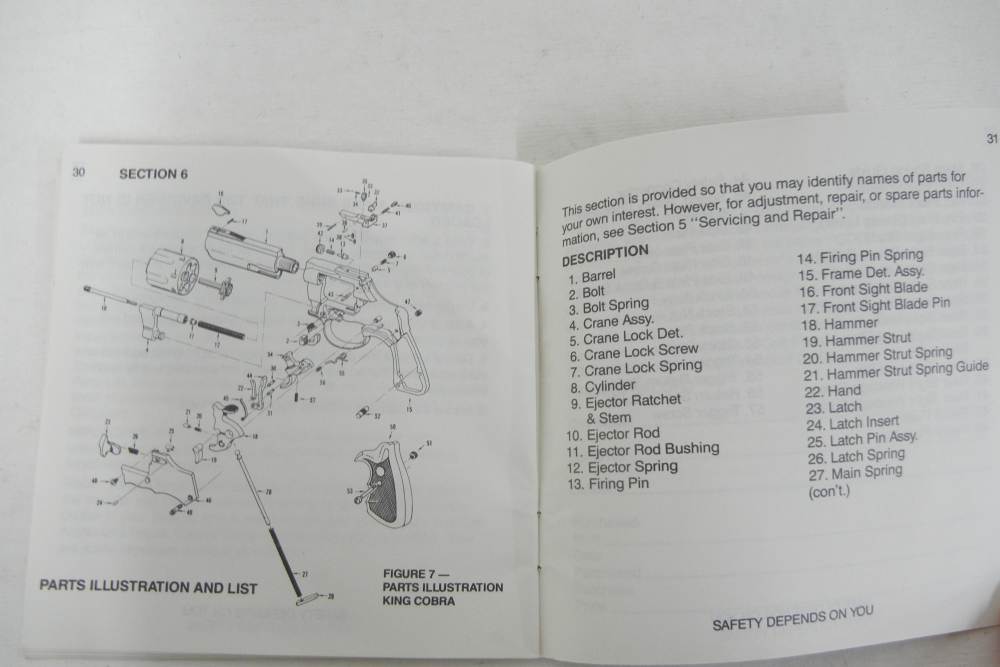 Colt King Cobra Operating Manual - 09/92-img-1
