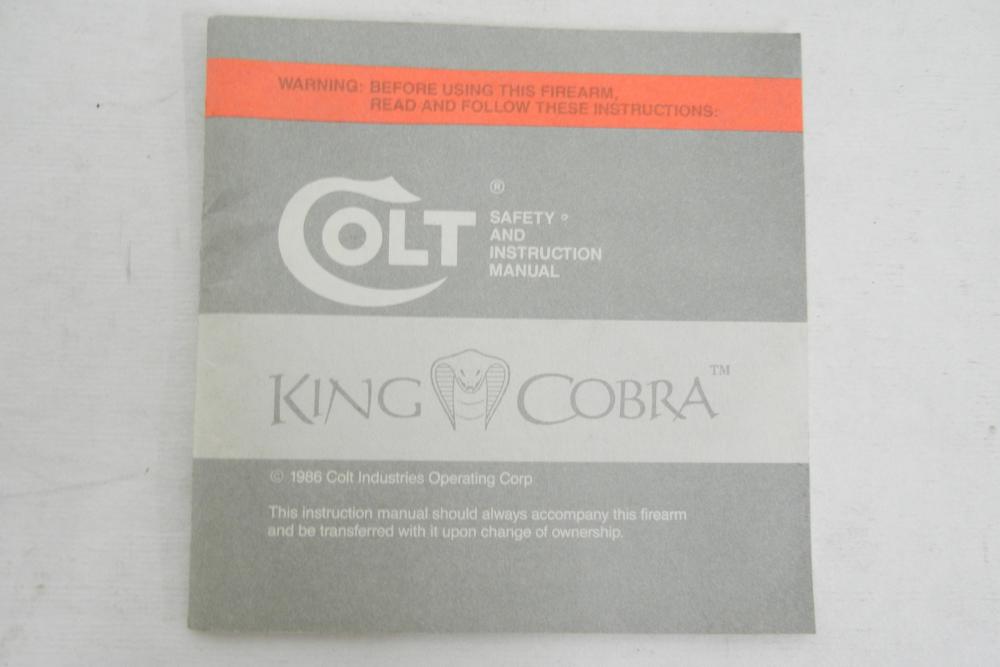 Colt King Cobra Operating Manual - 09/92-img-0