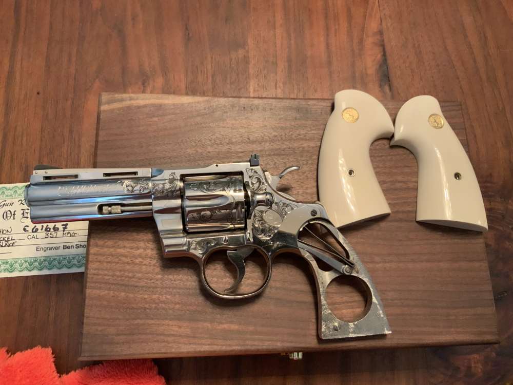 Colt Python .357 1974 Ivory Ben Shostle Engraved Ron Gaston Knife Letter-img-27