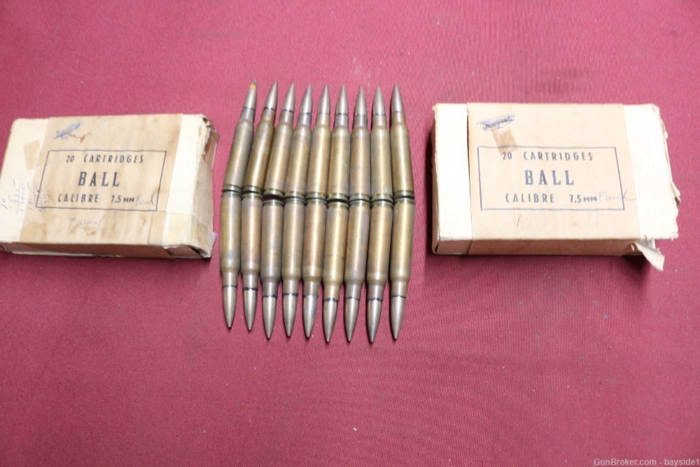 Rare French 7.5 mm Rifle Ammo 38 Rounds-img-0