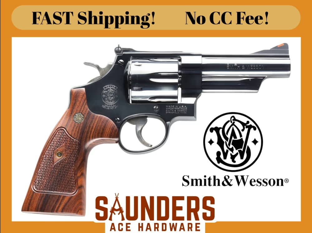 SMITH & WESSON 29 Large Frame Revolver Red Ramp Sight Wood Grip 44 Mag 4" -img-0