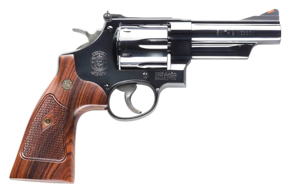 SMITH & WESSON 29 Large Frame Revolver Red Ramp Sight Wood Grip 44 Mag 4" -img-2